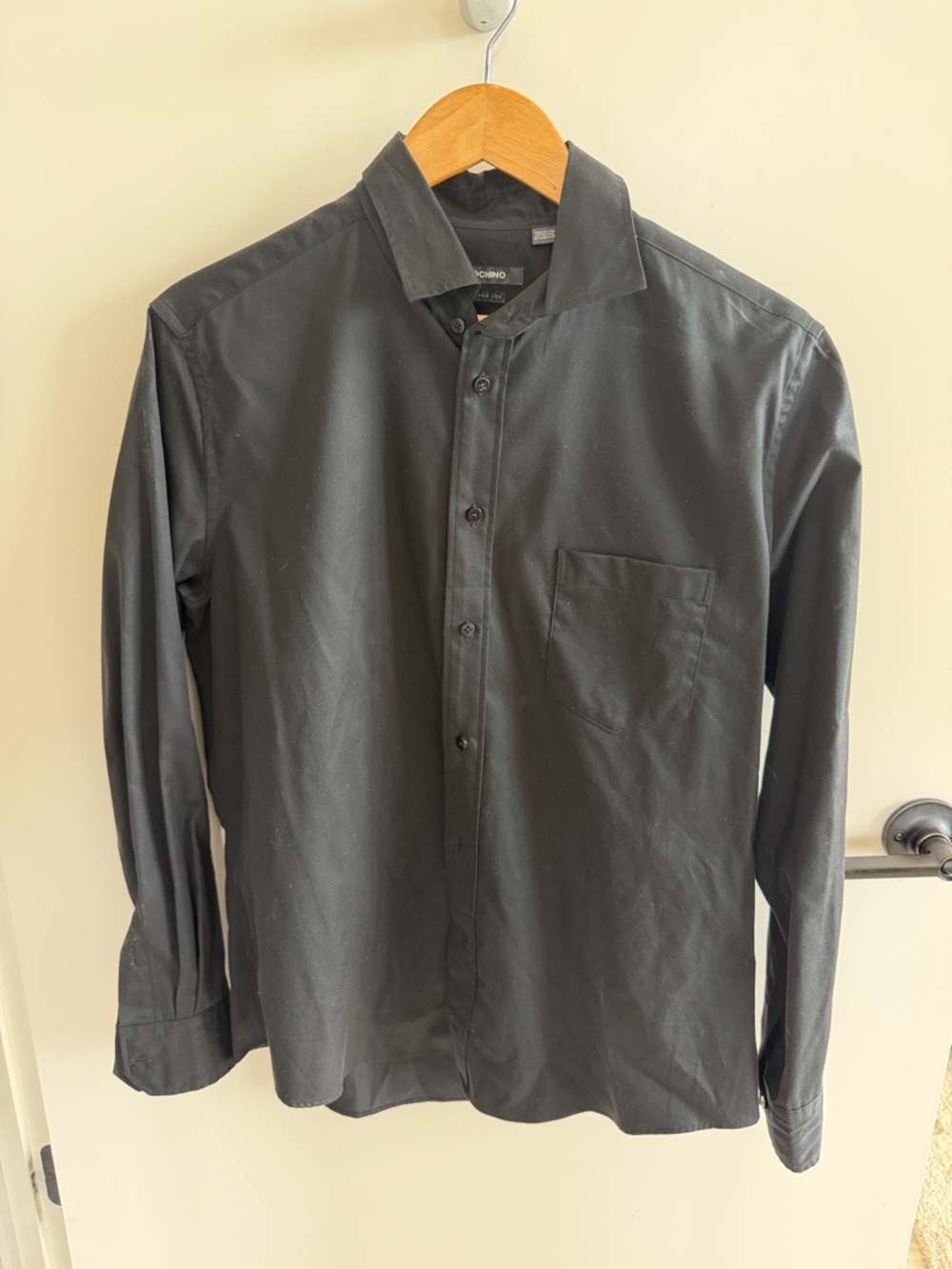 Men's Black Dress Shirt with Chest Pocket